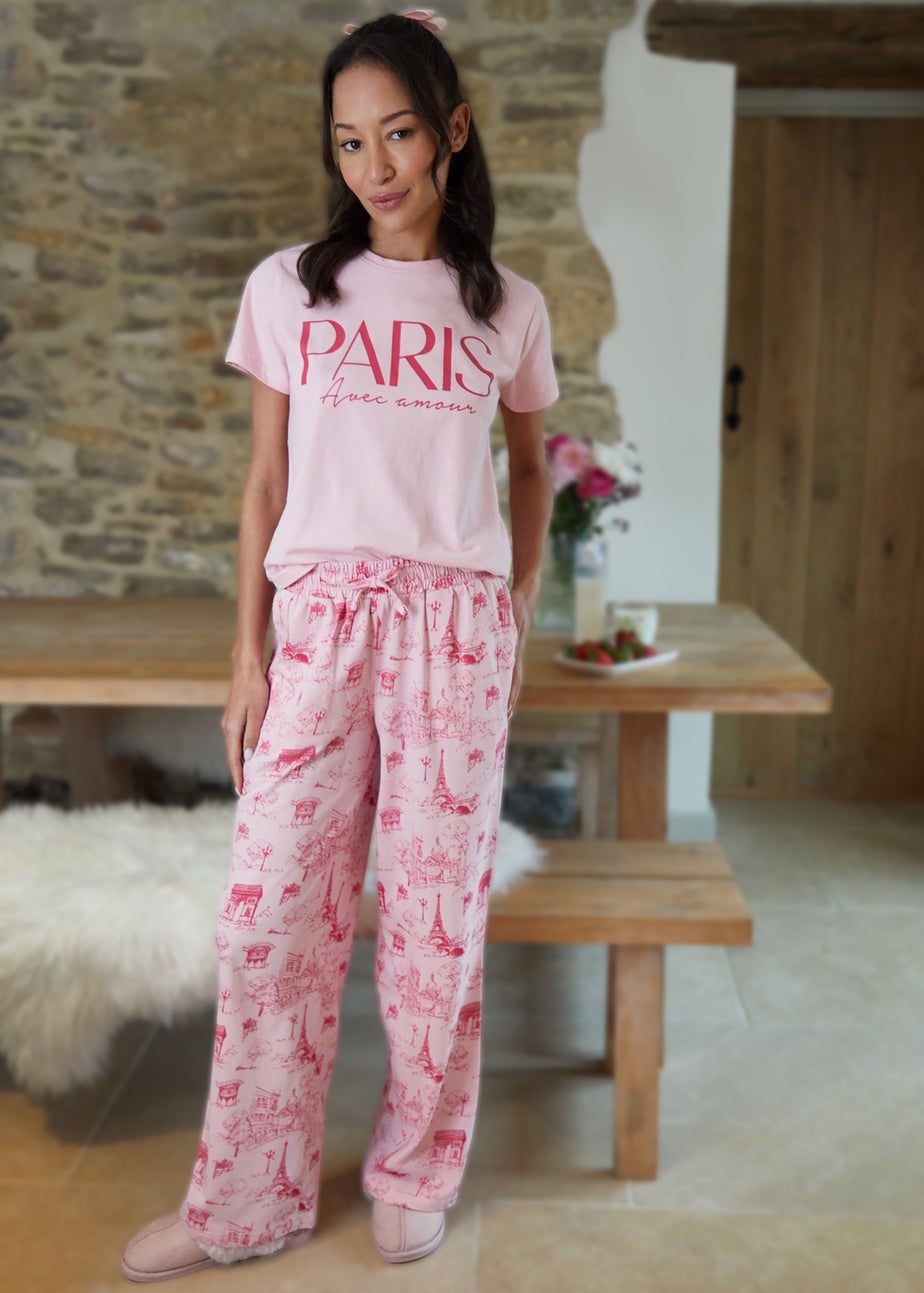 Threadbare Pink Short Sleeve Graphic Print Pyjama Set