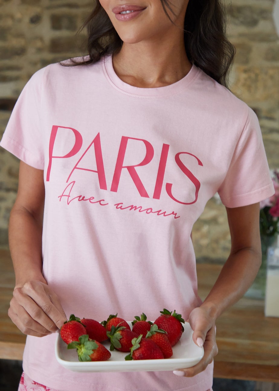 Threadbare Pink Short Sleeve Graphic Print Pyjama Set