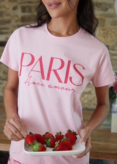 Threadbare Pink Short Sleeve Graphic Print Pyjama Set