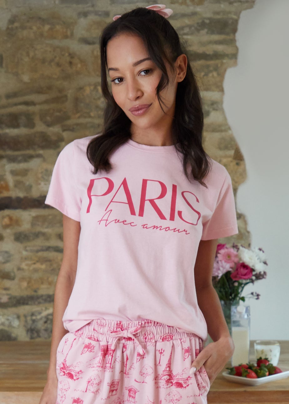 Threadbare Pink Short Sleeve Graphic Print Pyjama Set