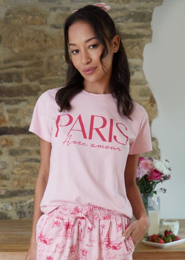 Threadbare Pink Short Sleeve Graphic Print Pyjama Set