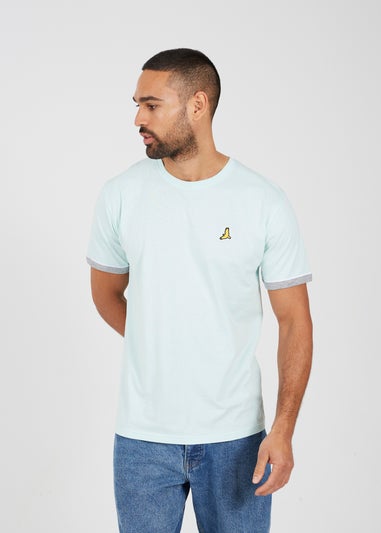 Brave Soul Light Blue Crew Neck T-Shirts with Contrast Piping 3-Pack