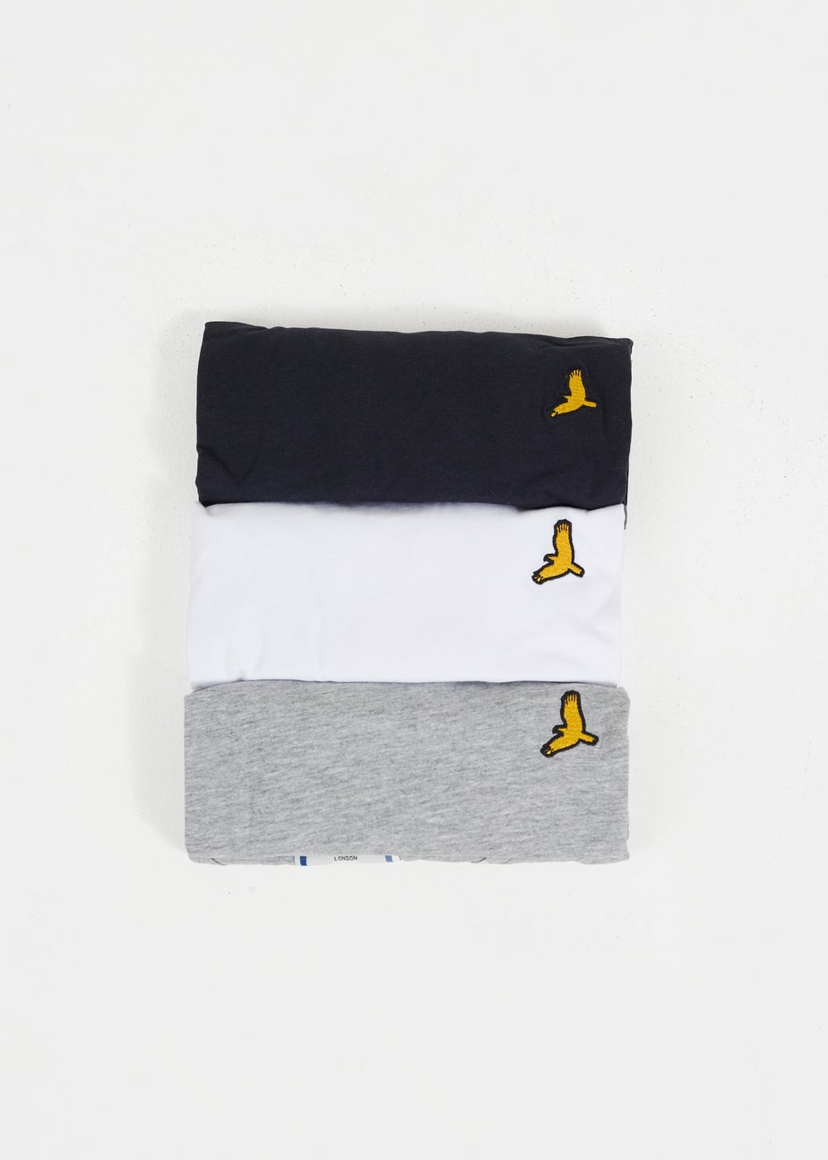 Brave Soul Navy Crew Neck T-Shirts with Contrast Piping 3-Pack