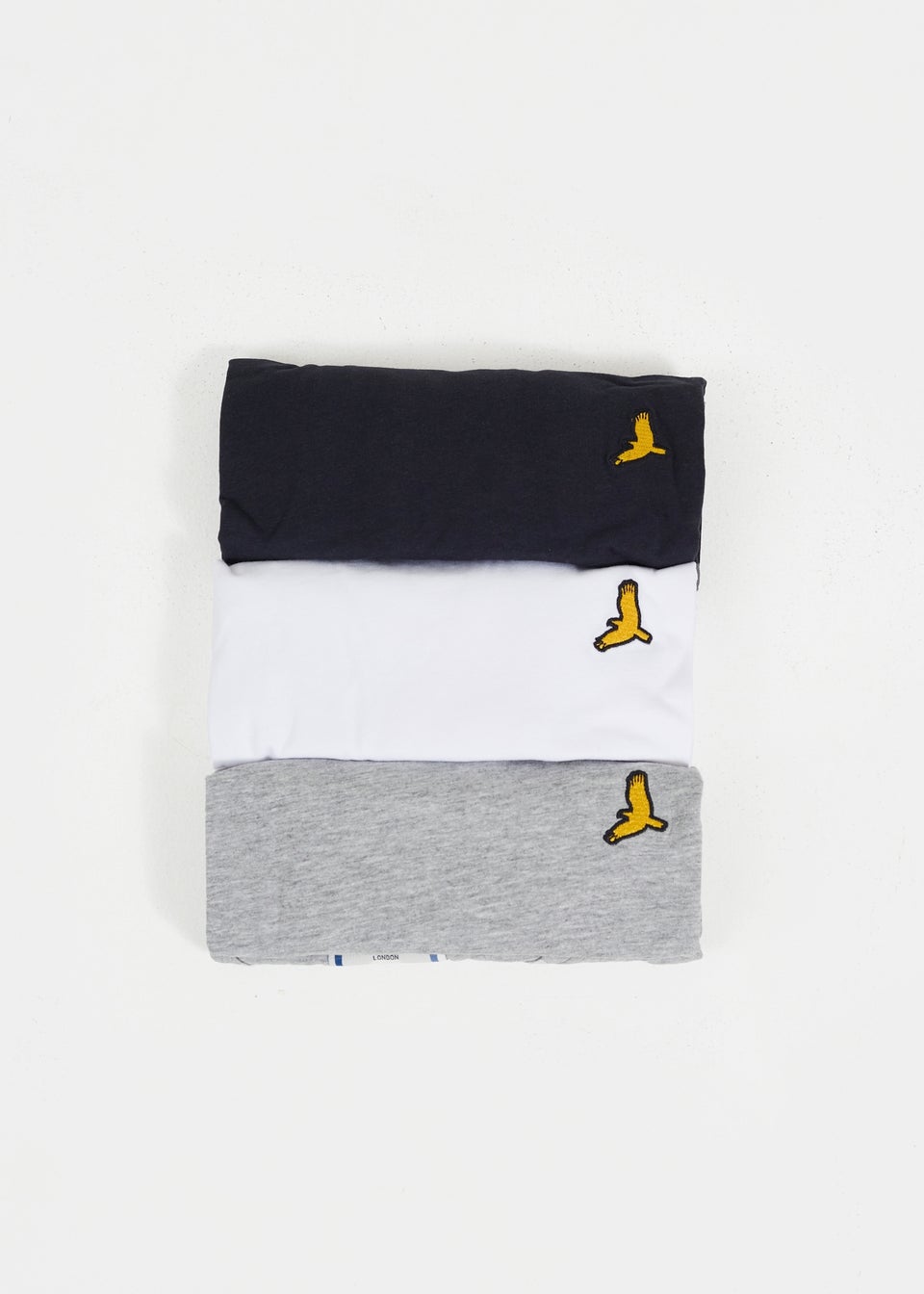 Brave Soul Navy Crew Neck T-Shirts with Contrast Piping 3-Pack