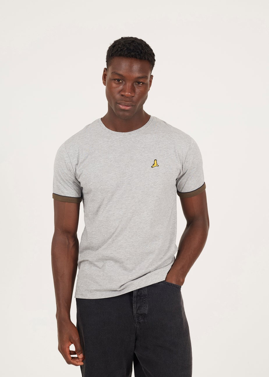 Brave Soul Navy Crew Neck T-Shirts with Contrast Piping 3-Pack