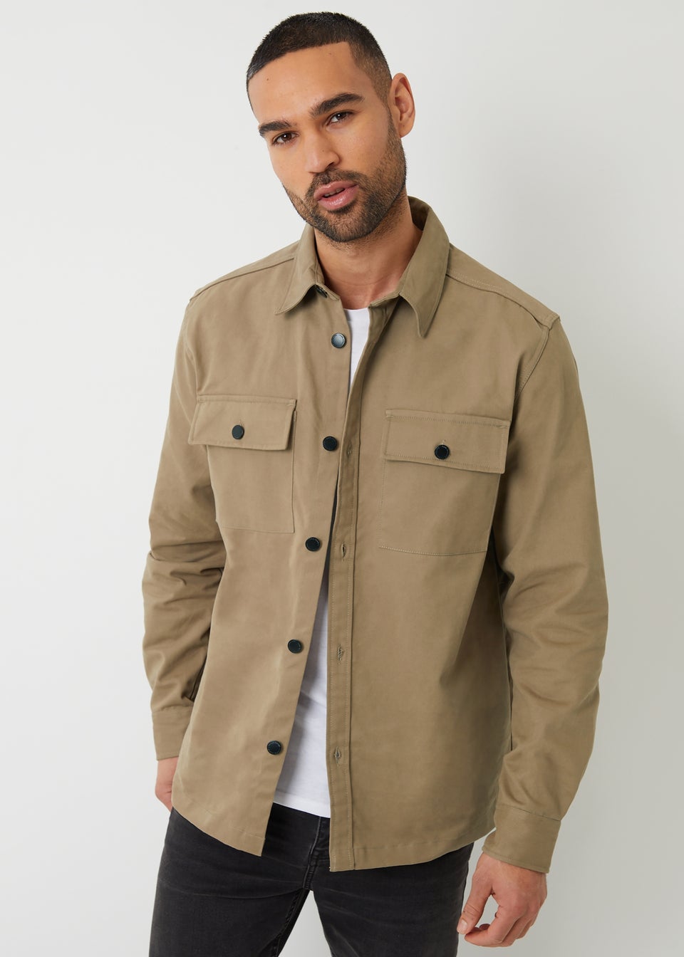 Threadbare Stone Church Cotton Twill Button Up Shacket