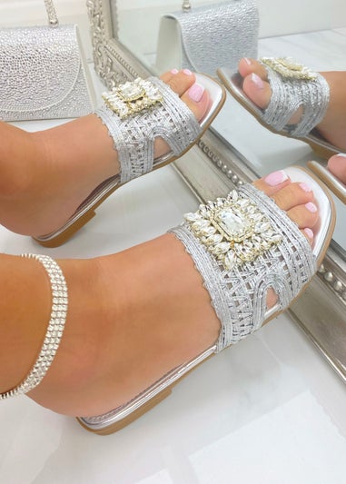 Love Lemonade Silver Crystal Bloom Sliders