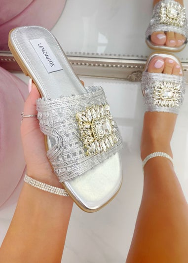 Love Lemonade Silver Crystal Bloom Sliders