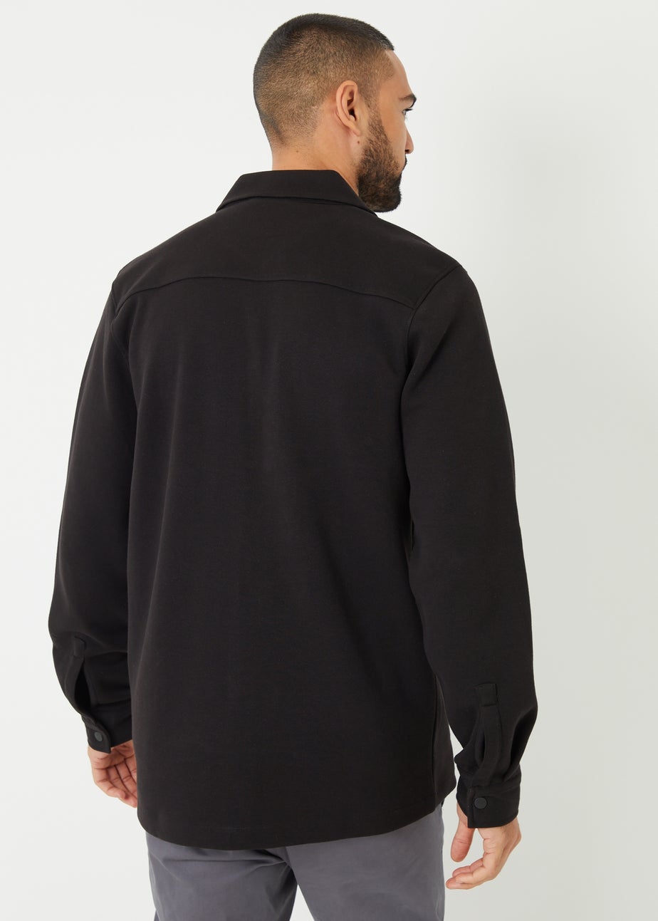 Threadbare Black Cotton Blend Popper Fastening Pique Shacket