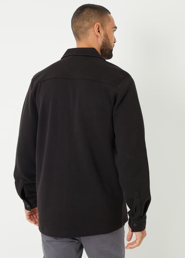 Threadbare Black Cotton Blend Popper Fastening Pique Shacket