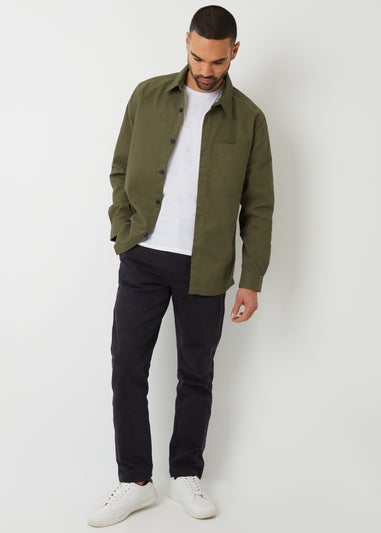 Threadbare Khaki Cotton Twill Shacket