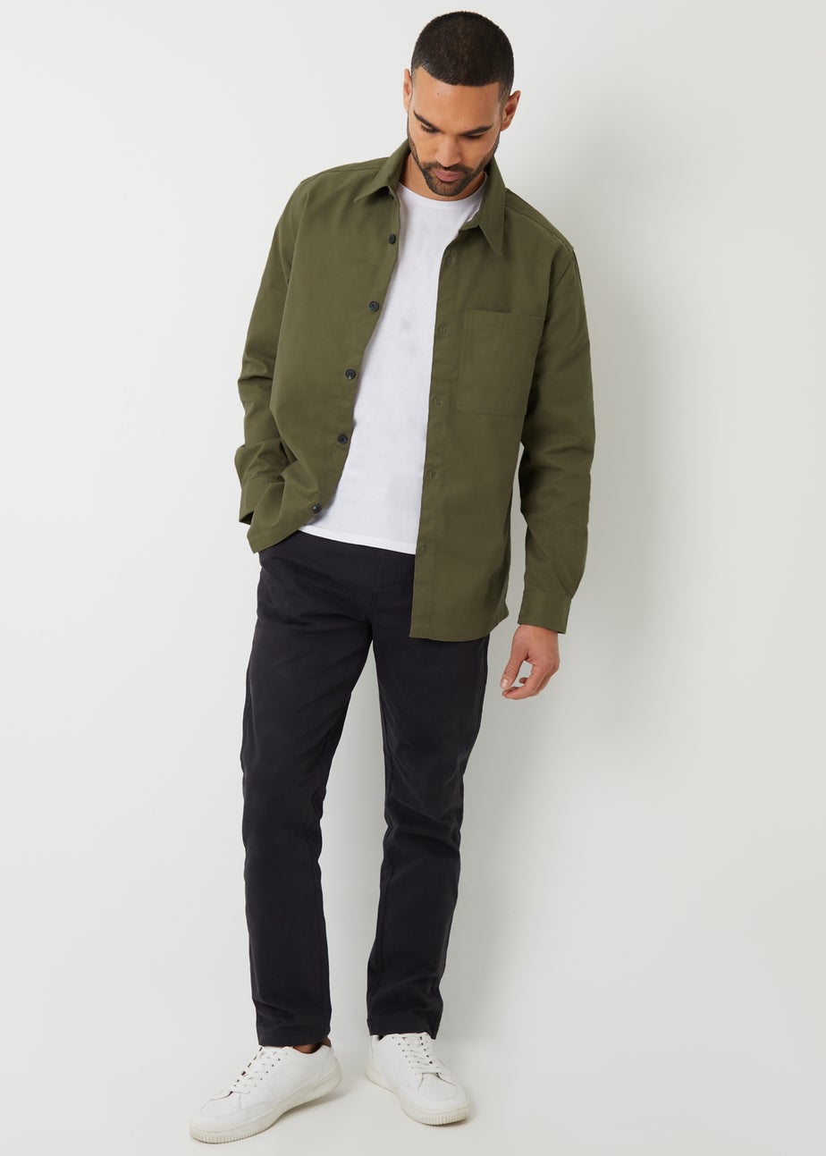 Threadbare Khaki Cotton Twill Shacket