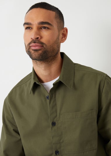 Threadbare Khaki Cotton Twill Shacket