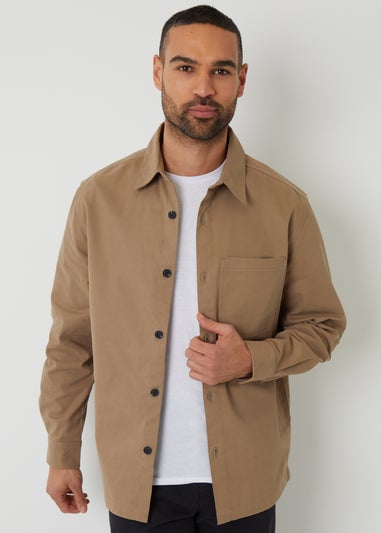 Threadbare Stone Cotton Twill Shacket