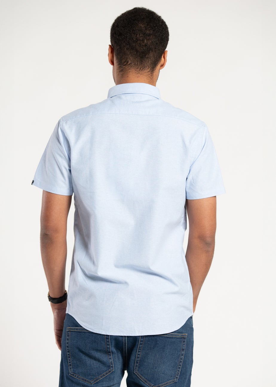 Tokyo Laundry Light Blue Cotton Short Sleeved Button-Up Oxford Shirt