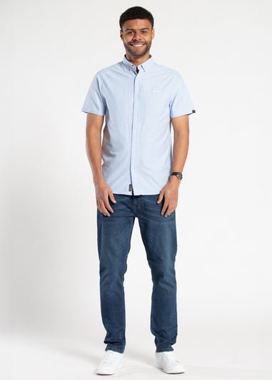 Tokyo Laundry Light Blue Cotton Short Sleeved Button-Up Oxford Shirt
