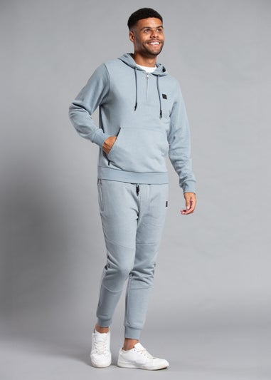 Tokyo Laundry Grey Cotton Blend Hoody with Neck Zip Fastening
