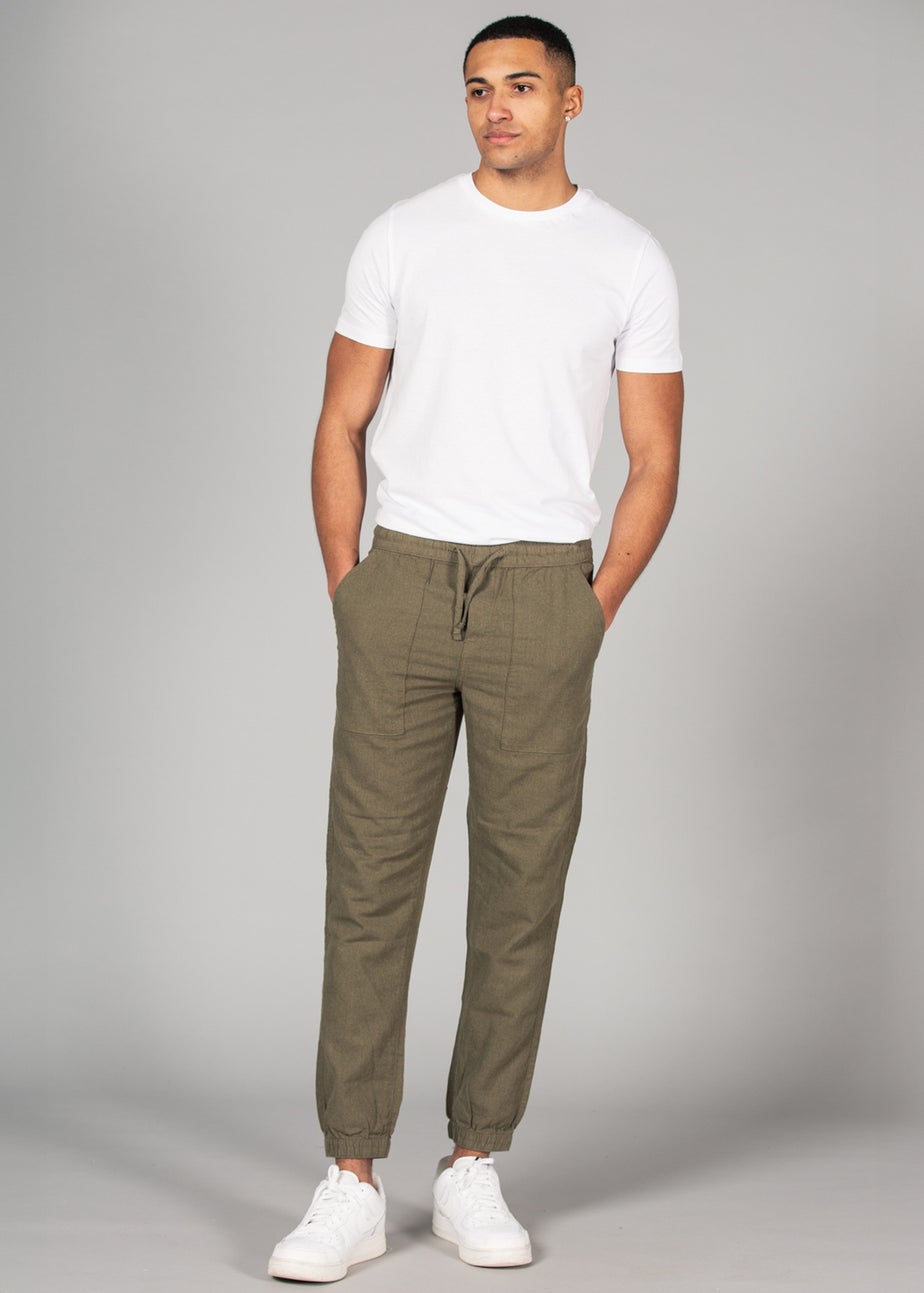 Tokyo Laundry Olive Linen Blend Classic Fit Trousers