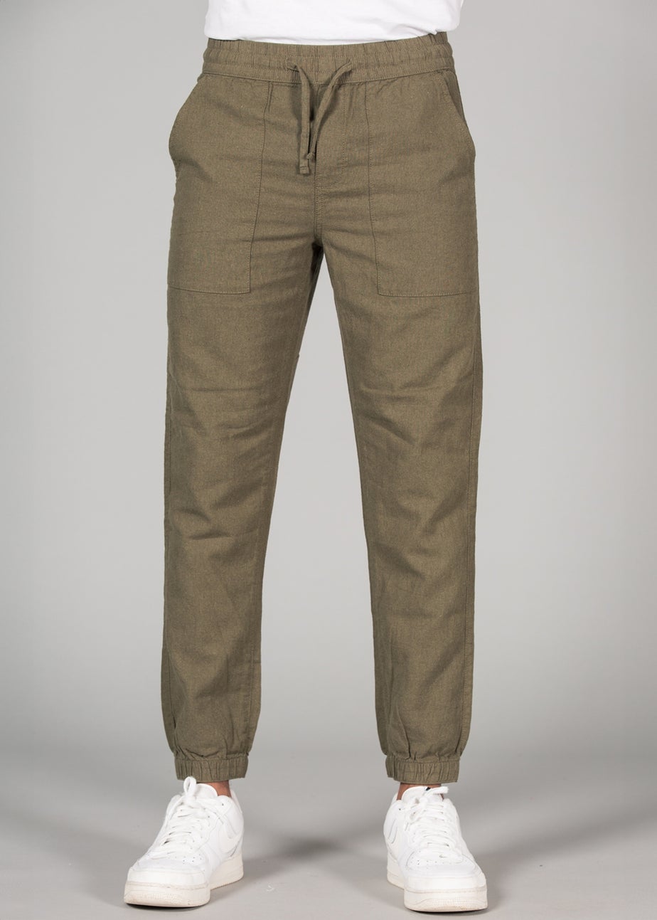 Tokyo Laundry Olive Linen Blend Classic Fit Trousers