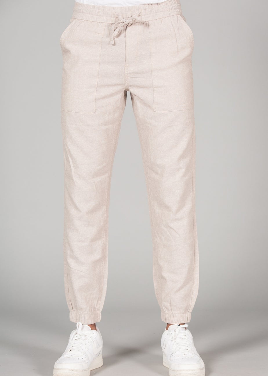 Tokyo Laundry Beige Linen Blend Classic Fit Trousers