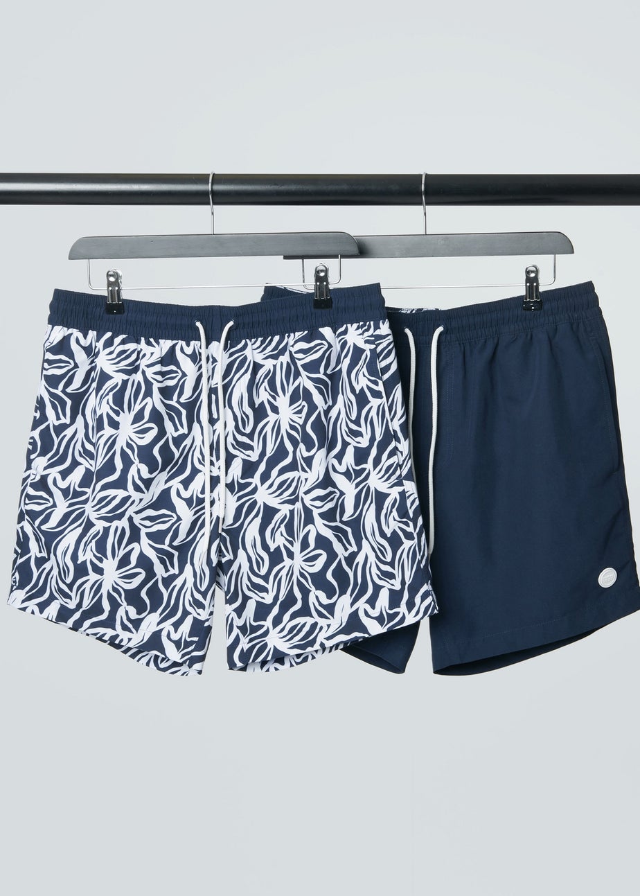 Threadbare Navy 2 Pack Mixed Swim Shorts