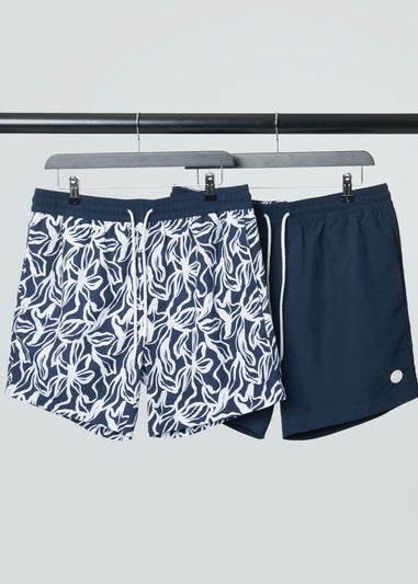 Threadbare Navy 2 Pack Mixed Swim Shorts