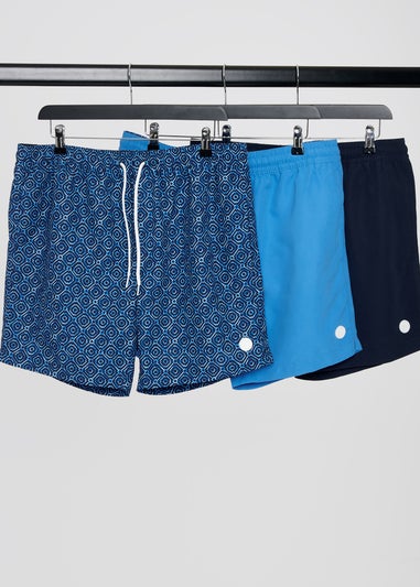 Threadbare Blue 3 Pack Mixed Swim Shorts