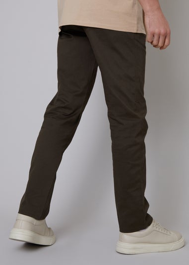 Threadbare Chocolate Cotton Regular Fit Chino Trousers with Stretch