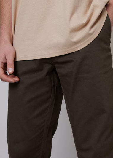Threadbare Chocolate Cotton Regular Fit Chino Trousers with Stretch