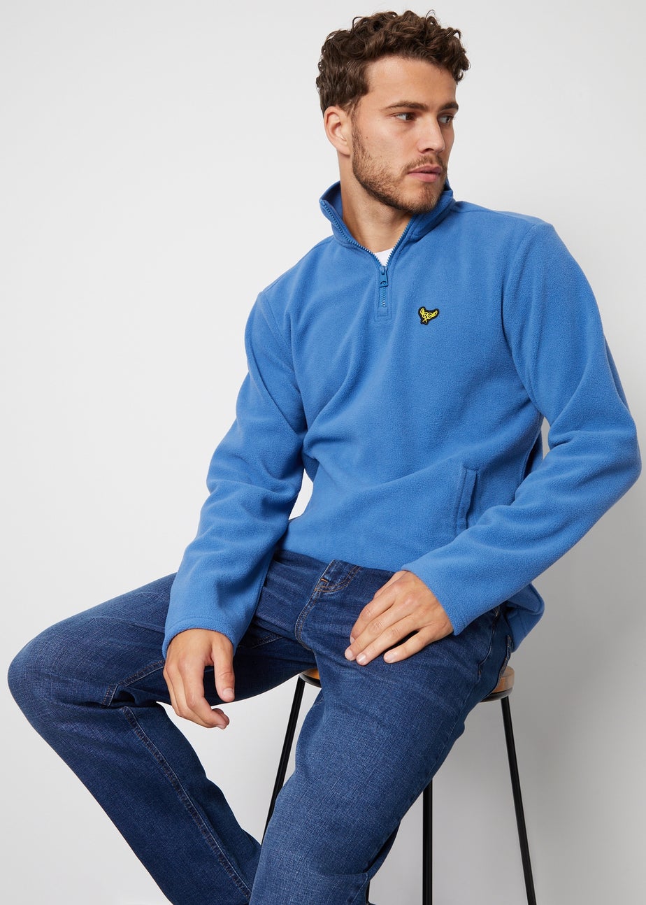 Threadbare Cobalt Blade Quarter Zip Fleece Sweatshirt