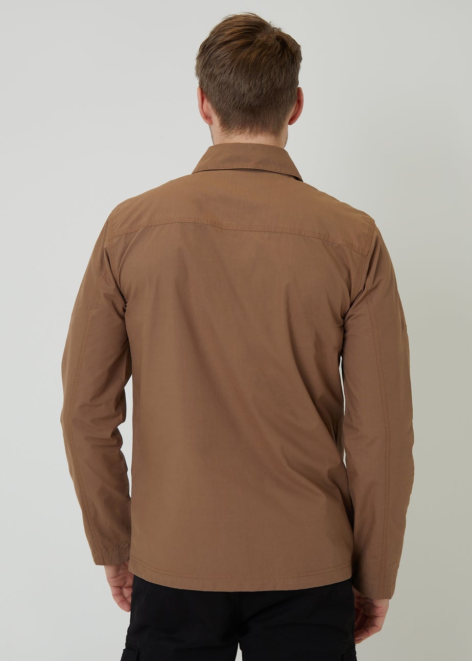 Threadbare Stone Cotton Poplin Lightweight Collared Jacket