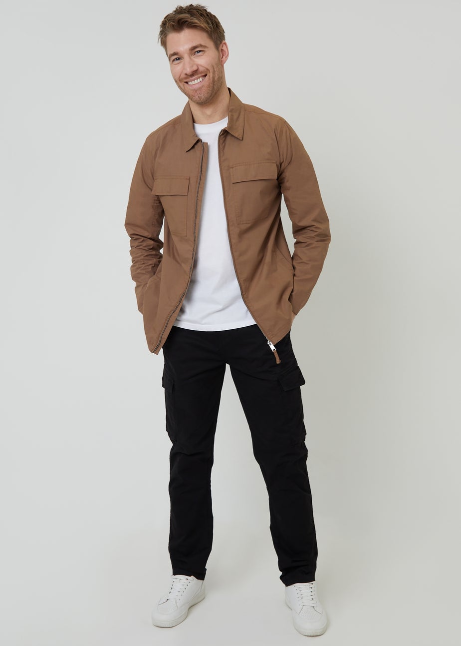 Threadbare Stone Cotton Poplin Lightweight Collared Jacket