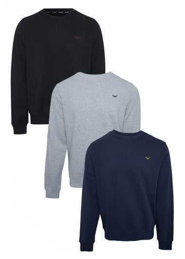 Threadbare Blue 3 Pack Crew Neck Sweatshirts