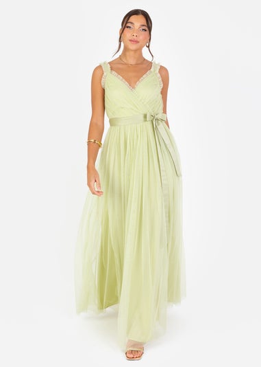 Anaya With Love Recycled Spring Green Wrap Strappy Maxi Dress