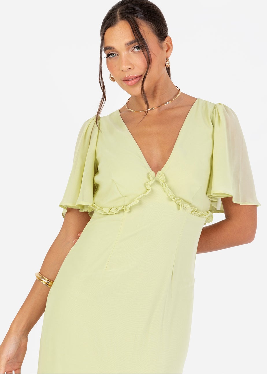 Anaya With Love Recycled Spring Green V Neck Maxi Dress