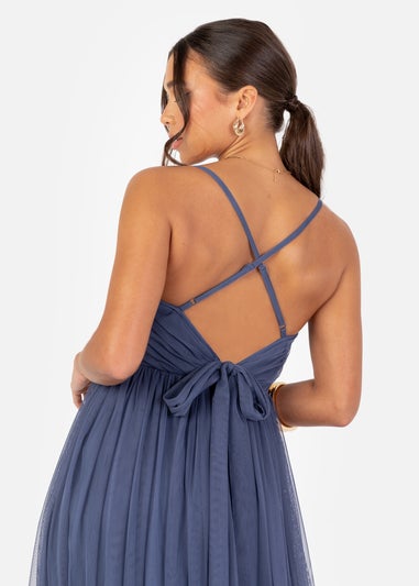Anaya With Love Recycled Indigo Blue Cami Maxi Dress with Bow Detail