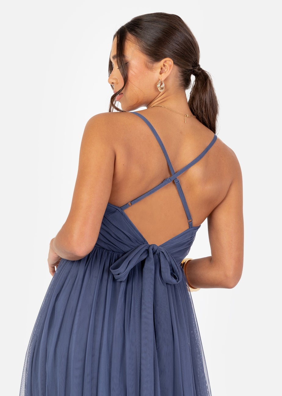 Anaya With Love Recycled Indigo Blue Cami Maxi Dress with Bow Detail