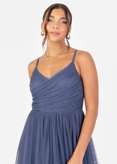 Anaya With Love Recycled Indigo Blue Cami Maxi Dress with Bow Detail
