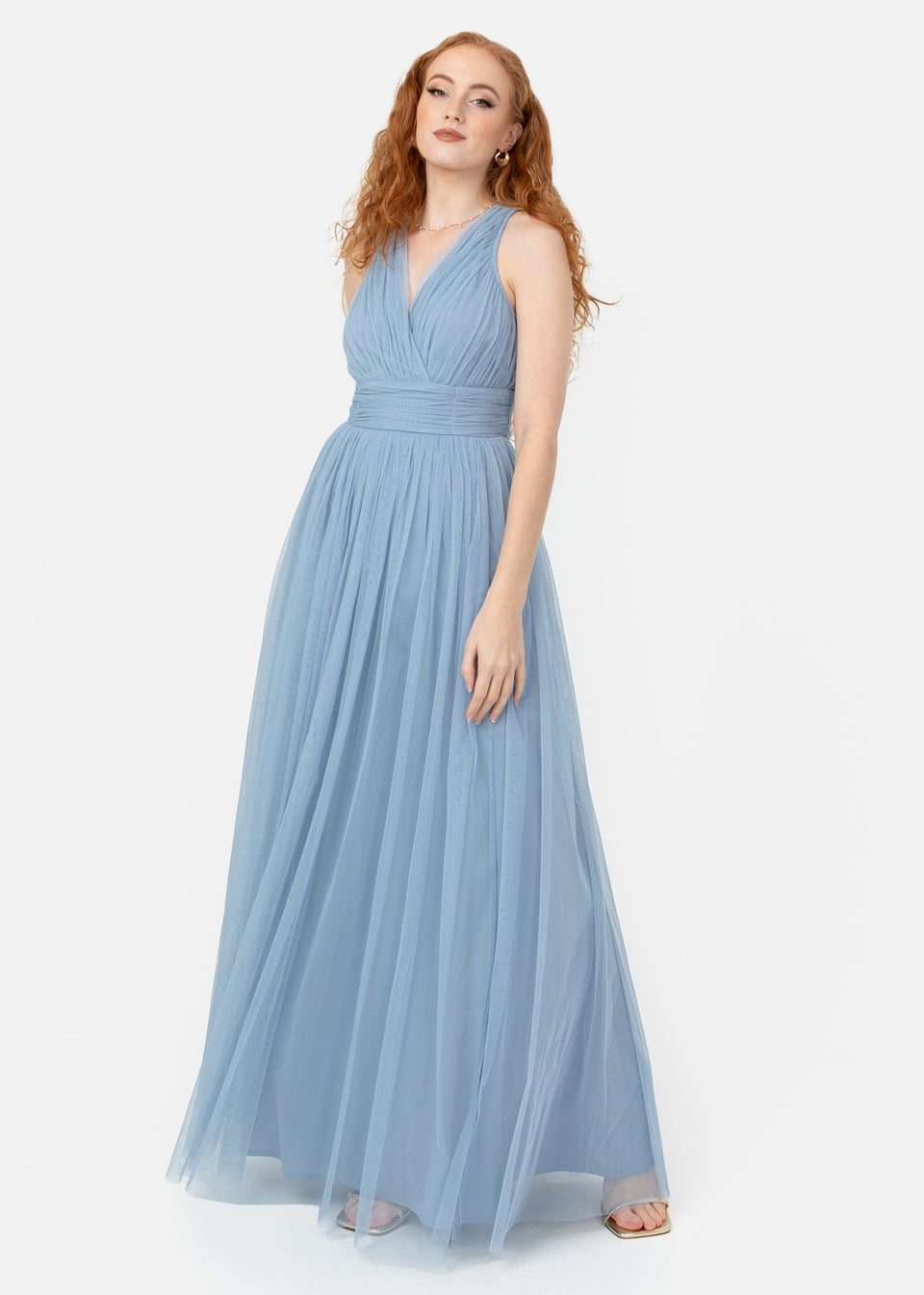 Anaya With Love Recycled Soft Blue Open Back Maxi Dress