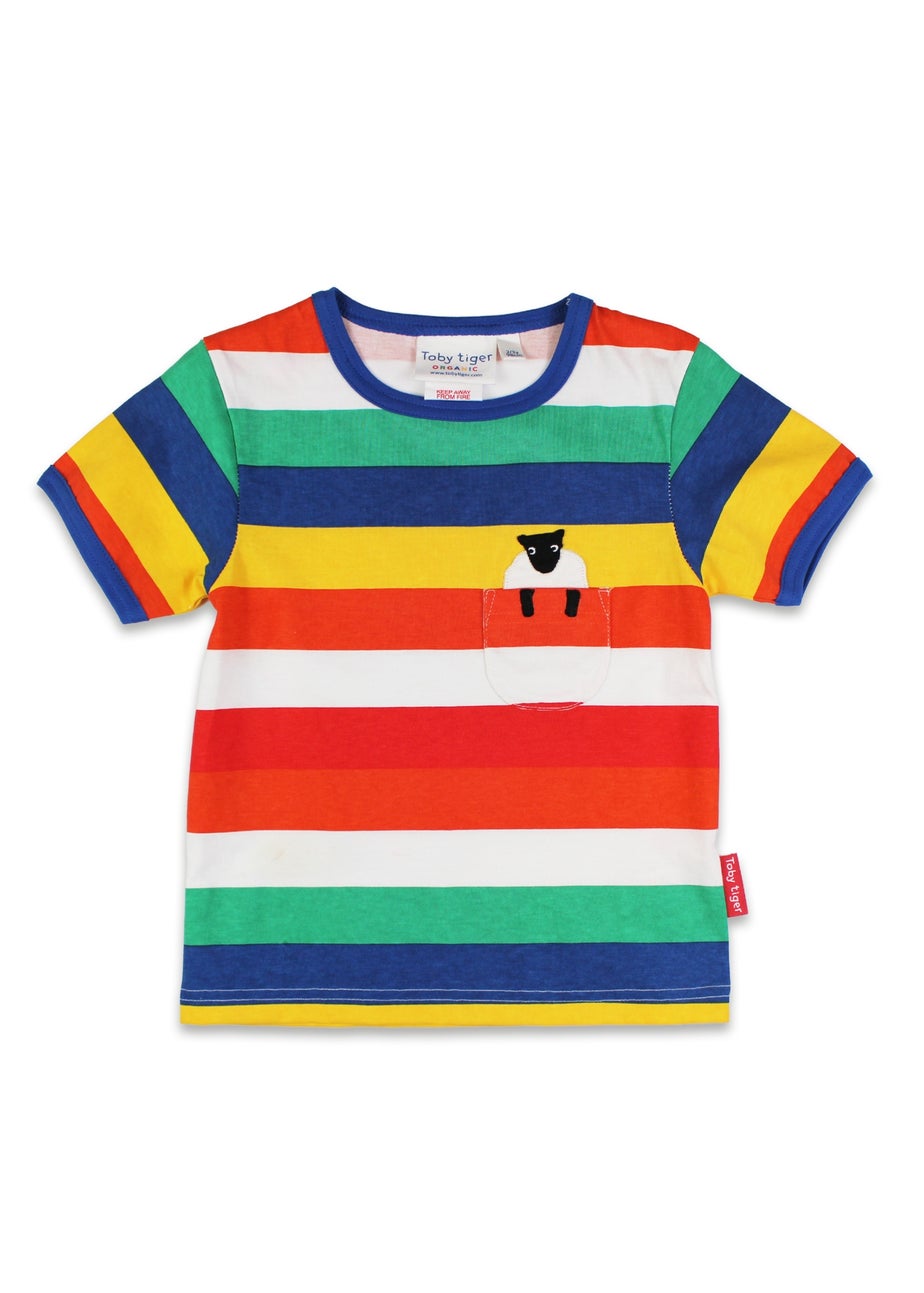 Toby Tiger Organic Multi Colour Sheep Applique T-shirt (6 months - 8 years)