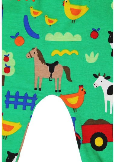 Toby Tiger Organic Green Farm Print Yoga Pants (Newborn - 3 years)