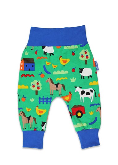 Toby Tiger Organic Green Farm Print Yoga Pants (Newborn - 3 years)