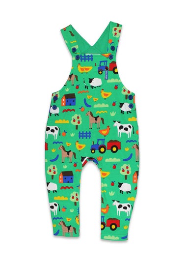 Toby Tiger Organic Green Farm Print Dungarees (3 months - 4 years)
