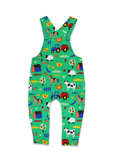 Toby Tiger Organic Green Farm Print Dungarees (3 months - 4 years)
