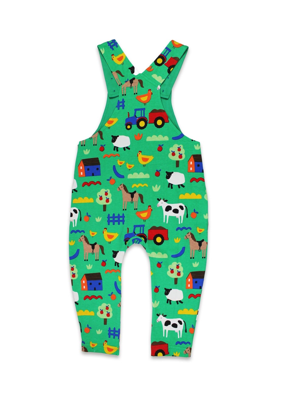 Toby Tiger Organic Green Farm Print Dungarees (3 months - 4 years)