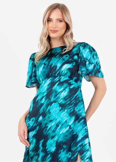 Lovedrobe Multi Marble Effect Short Sleeve Midi Dress