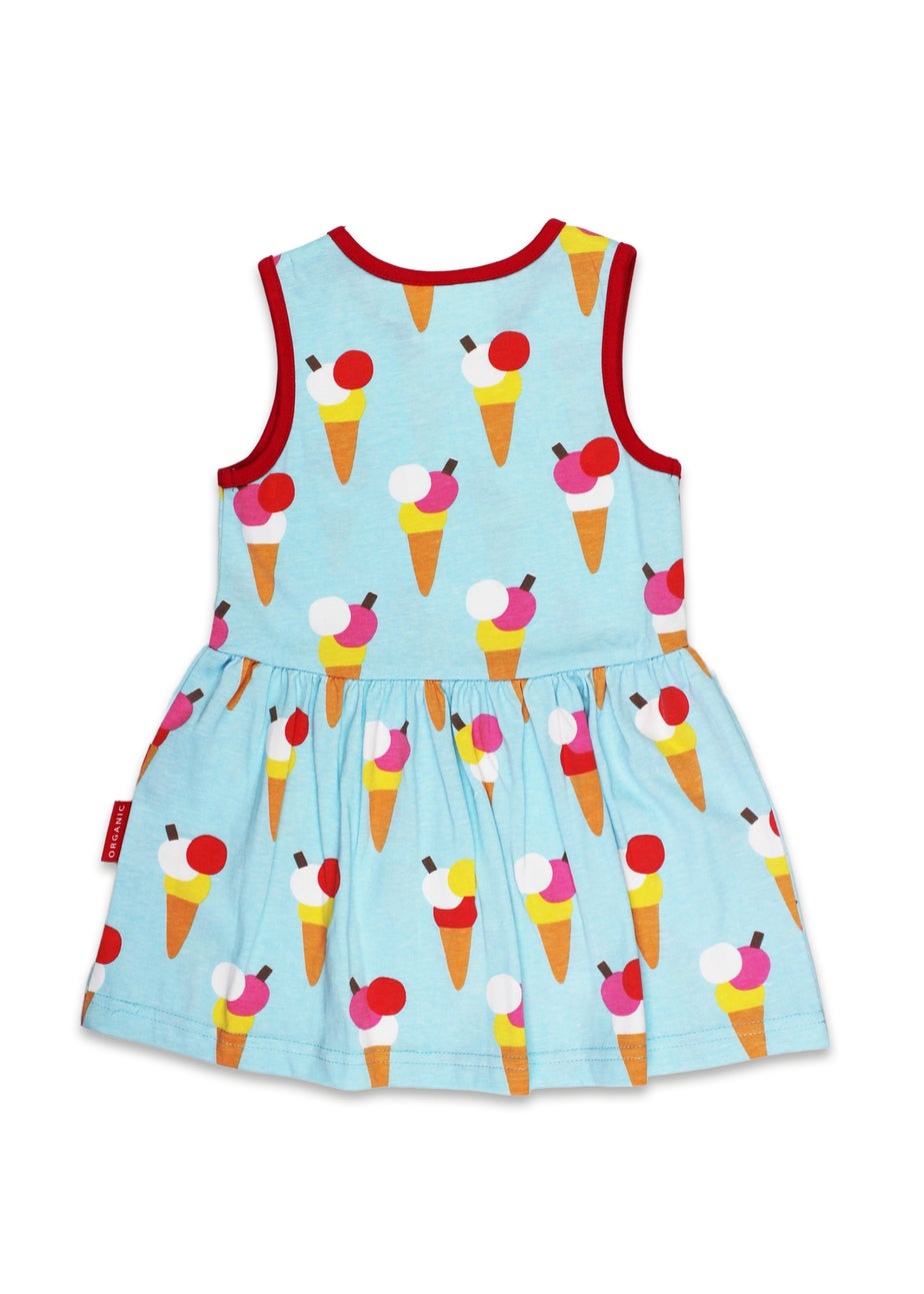 Toby Tiger Organic Blue Ice Cream Print Summer Dress (12 months - 8 years)