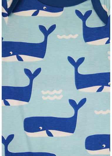 Toby Tiger Organic Blue Whale Waves Print Romper (Newborn - 12 months)