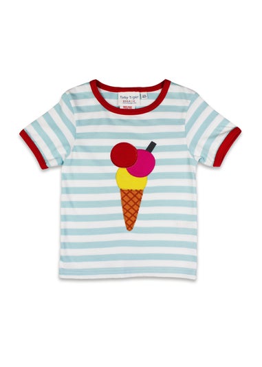 Toby Tiger Organic Blue Ice Cream Applique T-Shirt (6 months - 8 years)