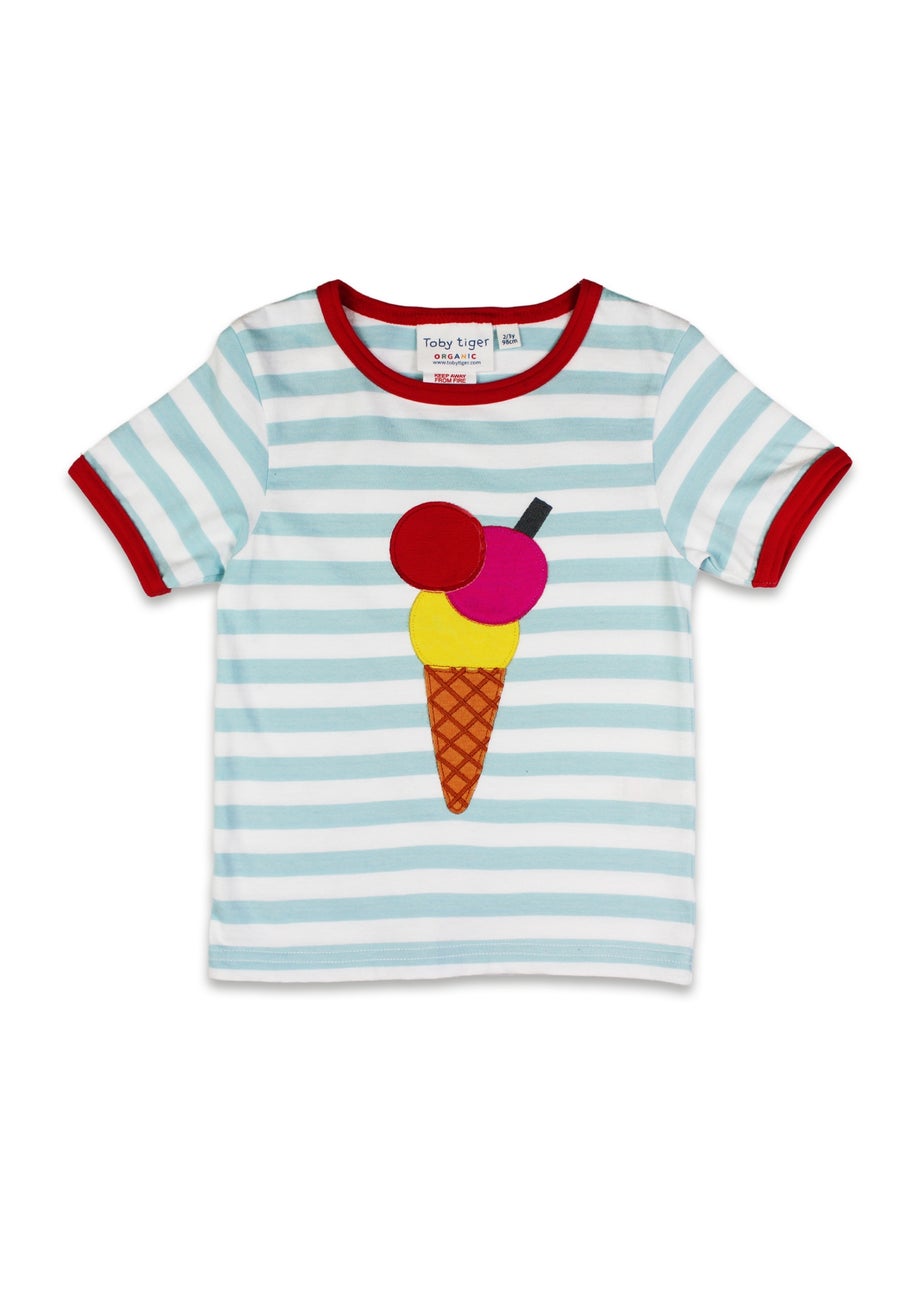 Toby Tiger Organic Blue Ice Cream Applique T-Shirt (6 months - 8 years)